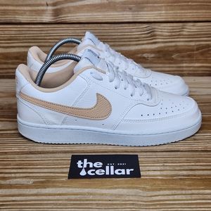 Nike Womens 11 Court Vision Low White/Pink New Nature Lace Up Low Top S…